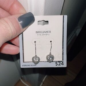 Brilliance Sterling Silver Heart Earrings new